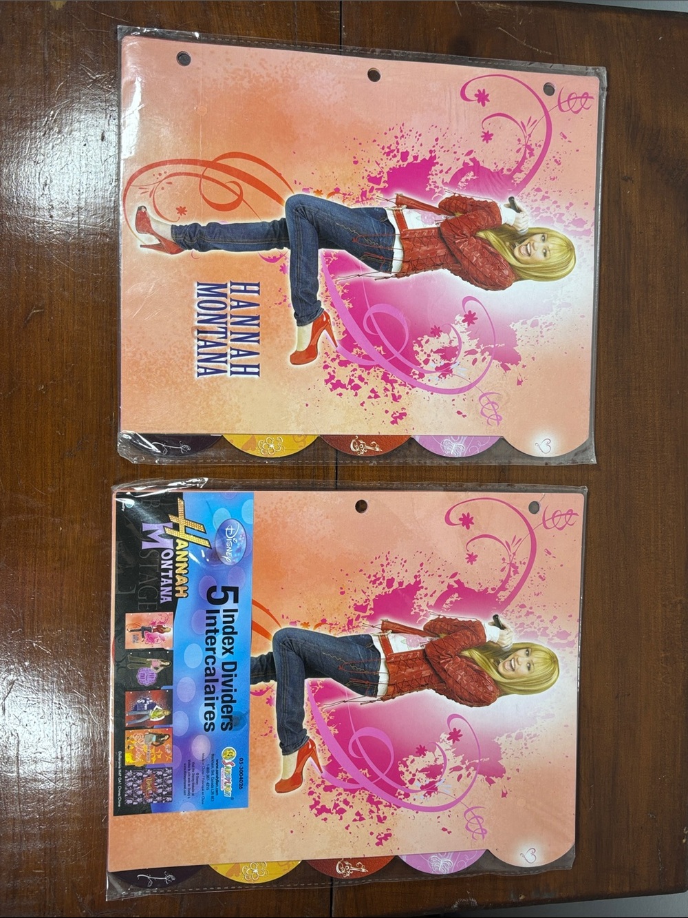 NWT Y2K Disney Hannah Montana Pink and Peach Tabbed Index Dividers - 5 Tabs (2)